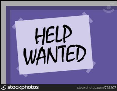 help wanted square sticker vector illustration