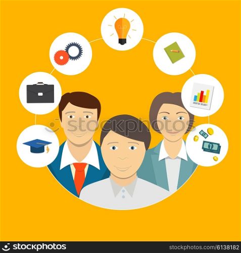 Helping an Individual Person, Student, Business Concept. Vector Illustration EPS10