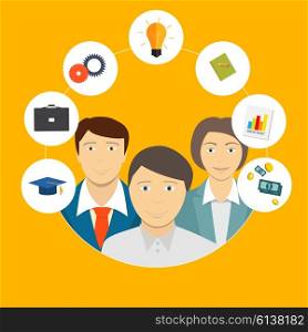 Helping an Individual Person, Student, Business Concept. Vector Illustration EPS10