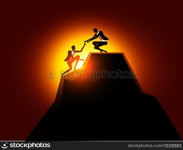 Helping concept with business vector illustration. Silhouette vector