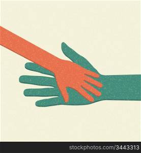 Helping hands. Adult Care about child. Vector illustration.