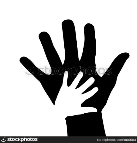 helping hands concept, parent and baby hands icon, stock vector illustration
