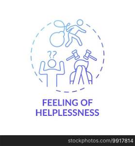 Helplessness feeling concept icon. Inability to help oneself idea thin line illustration. Struggling with anxiety. Stress, frustration, exhaustion feelings. Vector isolated outline RGB color drawing. Helplessness feeling concept icon