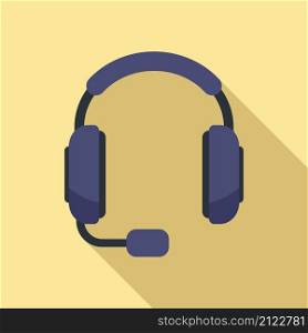Helpline headset icon flat vector. Call support. Service center. Helpline headset icon flat vector. Call support