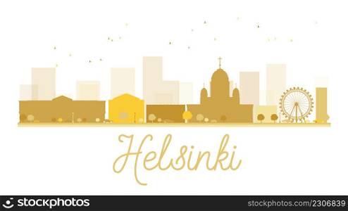 Helsinki City skyline golden silhouette. Vector illustration. Simple flat concept for tourism presentation, banner, placard or web site. Business travel concept. Helsinki isolated on white background