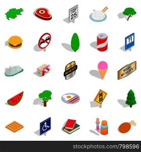 Helvetian icons set. Isometric set of 25 helvetian vector icons for web isolated on white background. Helvetian icons set, isometric style