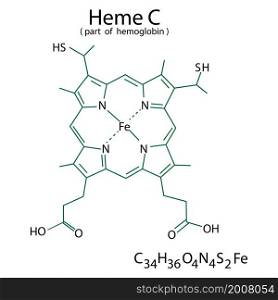 Heme C chemical formula. Organic compound. Molecular structure. Cell of blood. Vector illustration. Stock image. EPS 10.. Heme C chemical formula. Organic compound. Molecular structure. Cell of blood. Vector illustration. Stock image.