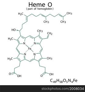 Heme O chemical formula. Part of hemoglobin. Molecular structure. Organic compound. Vector illustration. Stock image. EPS 10.. Heme O chemical formula. Part of hemoglobin. Molecular structure. Organic compound. Vector illustration. Stock image.