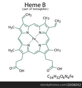 Hemoglobin B chemical formula. Cell of blood. Molecular structure. Organic compound. Vector illustration. Stock image. EPS 10.. Hemoglobin B chemical formula. Cell of blood. Molecular structure. Organic compound. Vector illustration. Stock image.