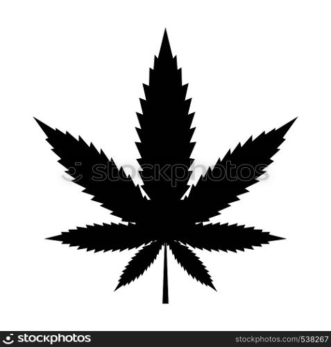 Hemp leaf icon in black simple style isolated on white background. Hemp leaf icon, black simple style