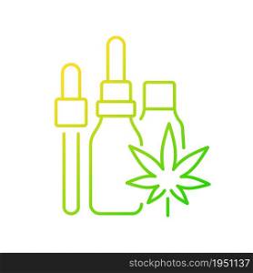 Hemp oil tincture gradient linear vector icon. Marijuana extract. Medicinal cannabis. Concentrated liquid. Thin line color symbol. Modern style pictogram. Vector isolated outline drawing. Hemp oil tincture gradient linear vector icon