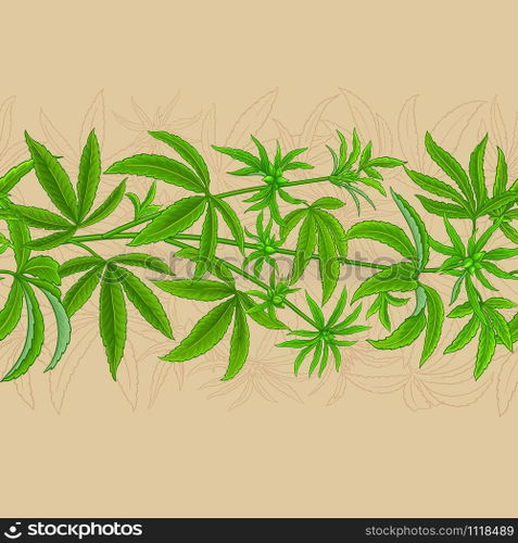 hemp vector pattern on color background. hemp vector pattern