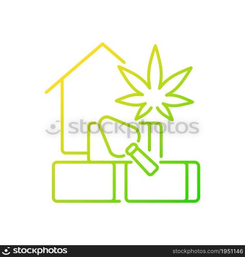 Hempcrete gradient linear vector icon. Sustainable building material. Construction industry. Natural insulation. Thin line color symbol. Modern style pictogram. Vector isolated outline drawing. Hempcrete gradient linear vector icon