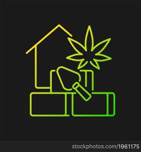 Hempcrete gradient vector icon for dark theme. Sustainable building material. Construction industry. Natural insulation. Thin line color symbol. Modern style pictogram. Vector isolated outline drawing. Hempcrete gradient vector icon for dark theme