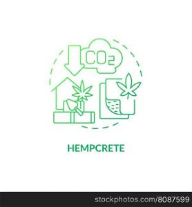 Hempcrete green gradient concept icon. Biocomposite material. Plant based. Industrial hemp construction idea thin line illustration. Isolated outline drawing. Myriad Pro-Bold font used. Hempcrete green gradient concept icon