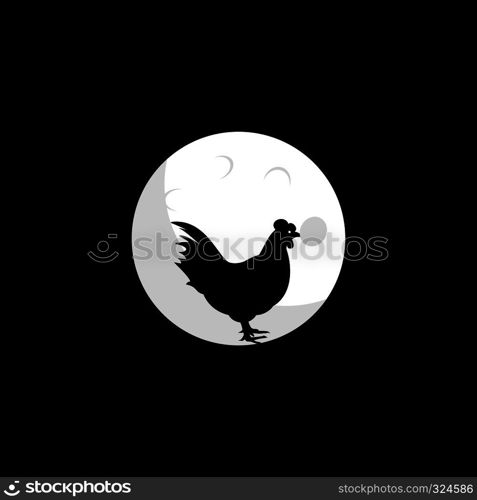 Hen and moon vector design. Idea for company style and logo.