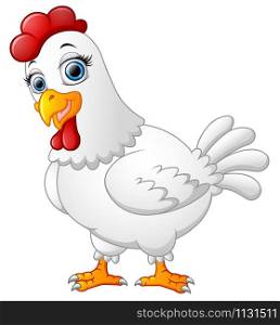 Hen cartoon isolated on whte background