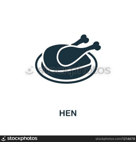 Hen creative icon. Simple element illustration. Hen concept symbol design from meal collection. Can be used for mobile and web design, apps, software, print.. Hen icon. Monochrome style icon design from meal icon collection. UI. Illustration of hen icon. Pictogram isolated on white. Ready to use in web design, apps, software, print.