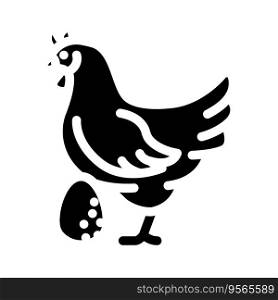 hen egg chicken farm food glyph icon vector. hen egg chicken farm food sign. isolated symbol illustration. hen egg chicken farm food glyph icon vector illustration