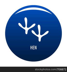 Hen step icon vector blue circle isolated on white background . Hen step icon blue vector