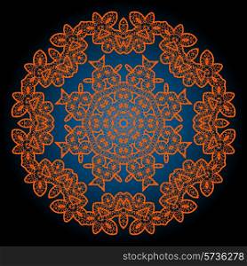 Henna coloured outlined mandala background. Vintage indian, arabic, islamic, ottoman motif. Vector art.