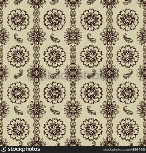 Henna floral elements seamless pattern. Vector illustration. Henna floral seamless pattern