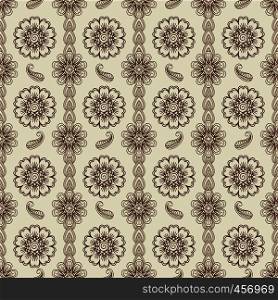 Henna floral elements seamless pattern. Vector illustration. Henna floral seamless pattern