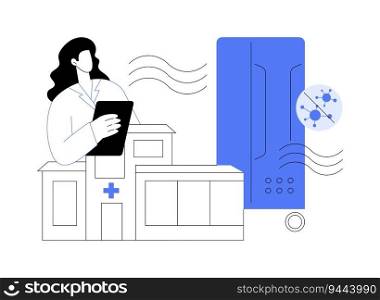 HEPA filtration abstract concept vector illustration. Usage of high efficiency particulate air in hospital, medical grade air purification, modern conditioning system abstract metaphor.. HEPA filtration abstract concept vector illustration.
