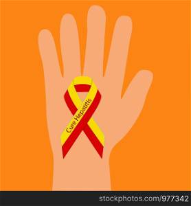 Hepatitis ribbon in a hand support awarness association vector illustration
