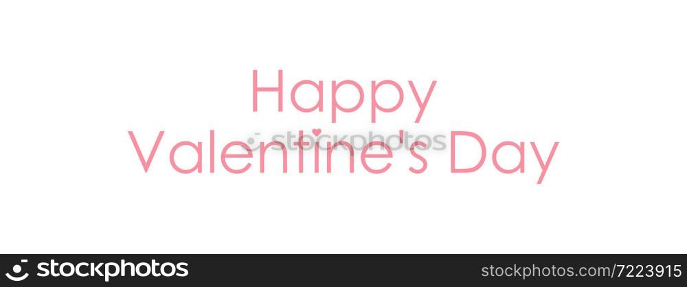 Heppy Valentine&rsquo;s Day text poster, banner on white background. Vector illustration