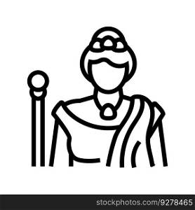 hera greek god mythology line icon vector. hera greek god mythology sign. isolated contour symbol black illustration. hera greek god mythology line icon vector illustration