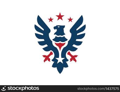 heraldic eagle with star logo vector concept