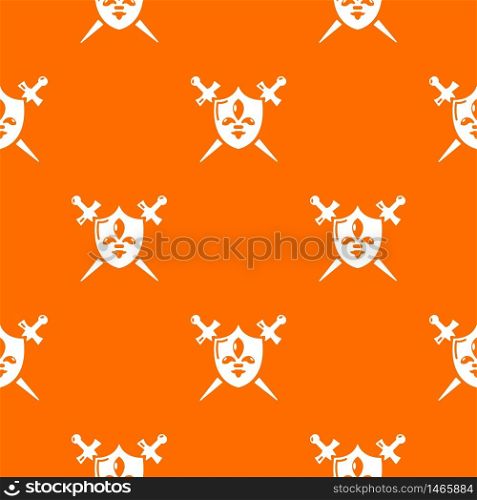 Heraldic shield and swords pattern vector orange for any web design best. Heraldic shield and swords pattern vector orange