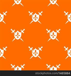 Heraldic shield and swords pattern vector orange for any web design best. Heraldic shield and swords pattern vector orange