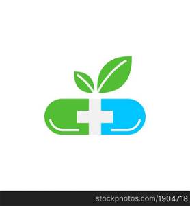 herbal capsule icon flat design