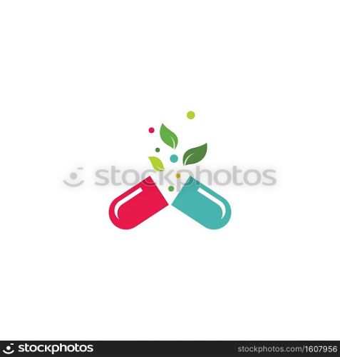 Herbal capsule logo vector flat design