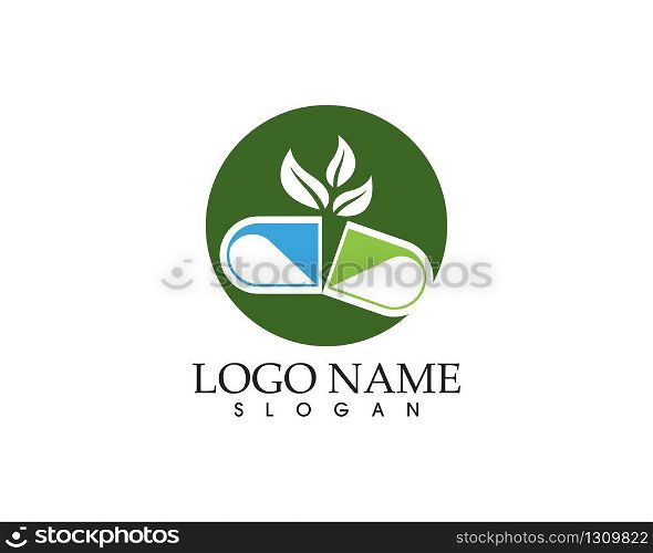 Herbal capsule logo vector template