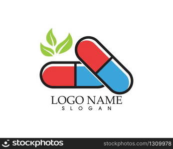 Herbal capsule logo vector template