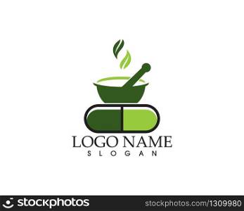 Herbal capsule logo vector template