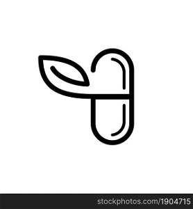 herbal capsule pill icon outlined style