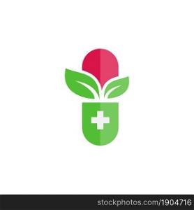 herbal capsule pill logo design concept