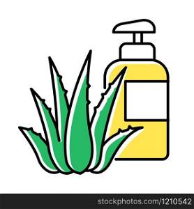 Herbal lotion color icon. Plant based cream. Natural gel. Organic bathing product. Cosmetology and dermatology. Aloe vera extract. Hygiene and skincare. Isolated vector illustration