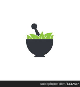 Herbal medicine logo template vector icon illustration