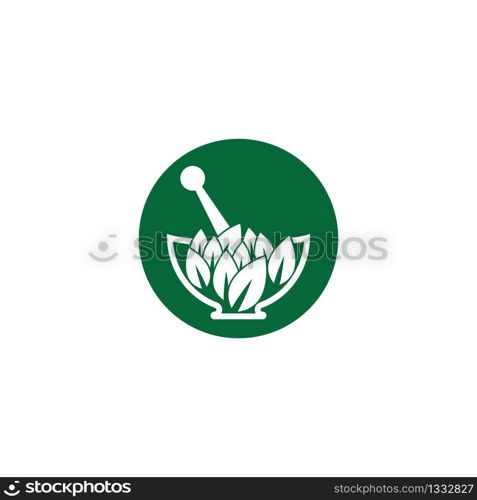 Herbal medicine logo template vector icon illustration