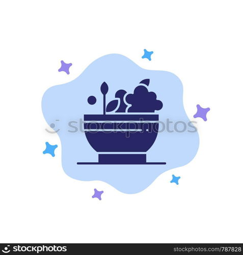 Herbal, Medicine, Natural, Bowl Blue Icon on Abstract Cloud Background