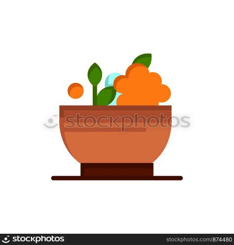 Herbal, Medicine, Natural, Bowl Flat Color Icon. Vector icon banner Template