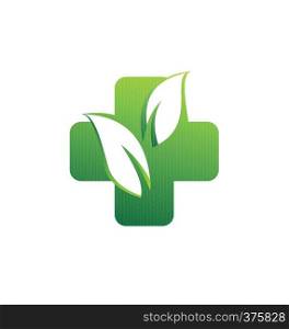 herbal medicine pharmacy health logo, medical plus icon symbol vector design