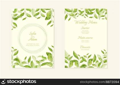 Herbal minimalistic vector frame. Hand painted branches on white background. Greenery wedding invitation. Watercolor style. Natural card design.. Herbal minimalistic vector frame. Hand painted branches on white background. Greenery wedding invitation. Watercolor style.