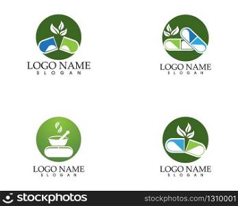 Herbal pharmacy logo vector template