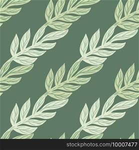 Herbal seamless doodle pattern in pastel tones with hand drawn leaf branches shapes print. Simple design. Designed for fabric design, textile print, wrapping, cover. Vector illustration.. Herbal seamless doodle pattern in pastel tones with hand drawn leaf branches shapes print. Simple design.